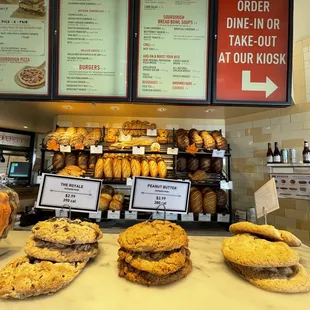 a display of baked goods