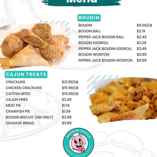 Boudin Shack Menu