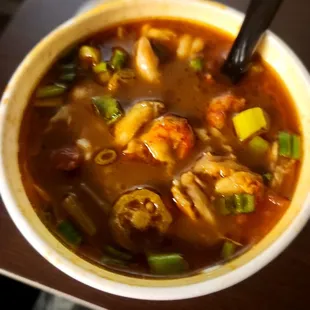 Cup of seafood gumbo