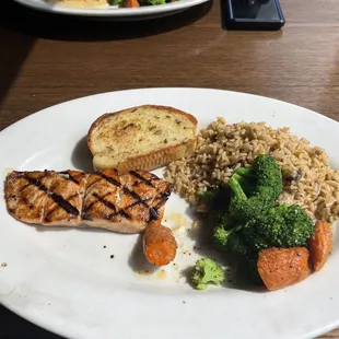 Grilled Salmon with Dirty Rice and veggies $20