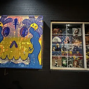 a painting and a window