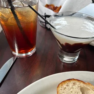 chocolate cake martini on the right sweet tea on the left