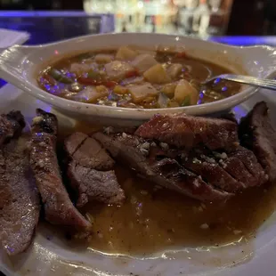 Medallions and Boudreaux&apos;s potatoes. Outstanding.