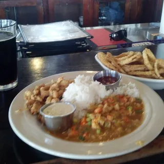 1/2 Crawfish Etouffee and 1/2 Fried Crawfish Tails