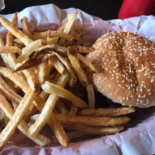 Cheeseburger and fries