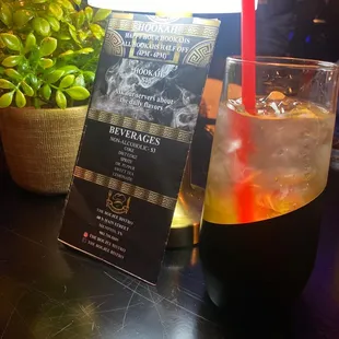 a drink and menu