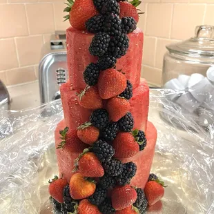My favorite is the watermelon and blackberry waterfall. I think it looks so elegant, but we can use any fruit you'd like
