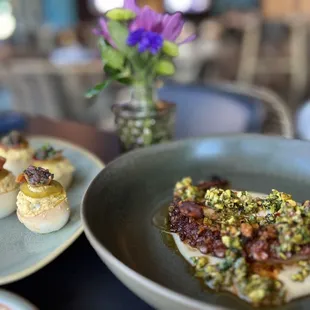 Our appetizers at BoujieMana; Deviled eggs &amp; Roasted Octopus