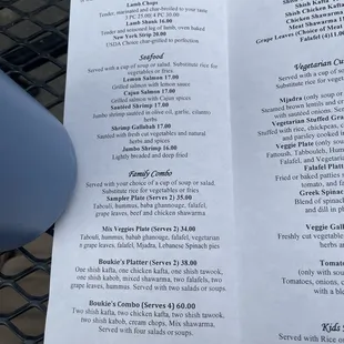 menu