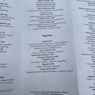 menu