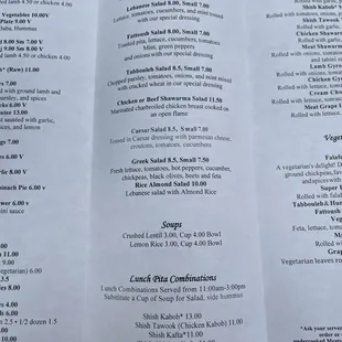 menu
