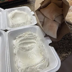 Two large Garlic Spread, Fresh Baked Pita Bread