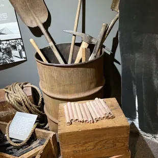 Shovel, tools and dynamite...