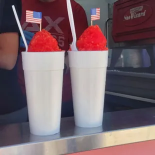 two cups of shaved ice
