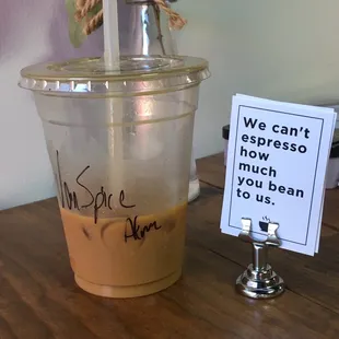 One of the November specials, Vanilla Spice Latte. Got it with almond milk :)