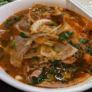 Hot and spicy beef noodle soup