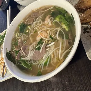 Rare Steak and Brisket Pho (Tai Nam) with added shrimp