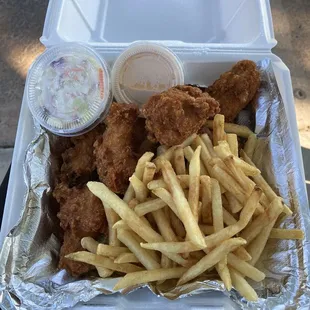 Chicken wings with fries