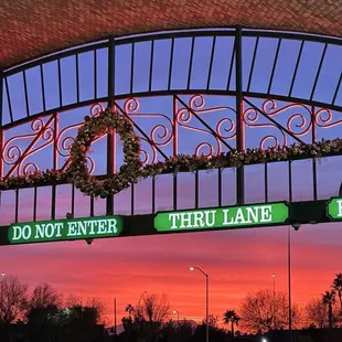 Beautiful sunrise at the hotel entrance