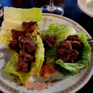 Yummy beef lettuce wrap