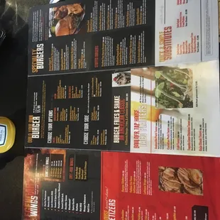 a menu and a cell phone