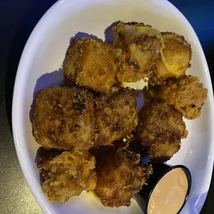 Cheese curds like 2 inches by 3 inches wide- huge