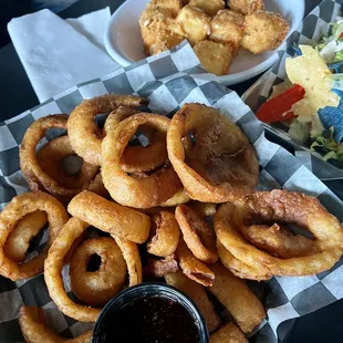 Onion rings + cheese curds