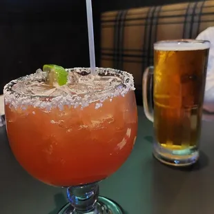 Jalapeno Watermelon margarita and a Kona Big Wave tall