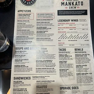 Front if the menu