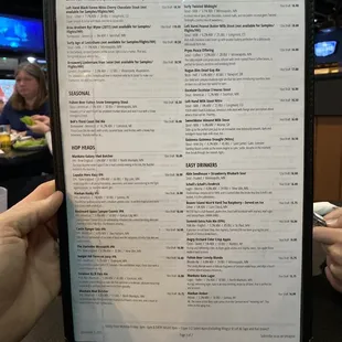 Tap list menu