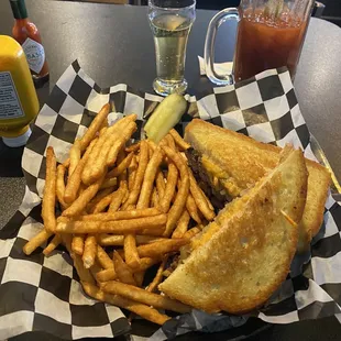 Sourdough burger with fries