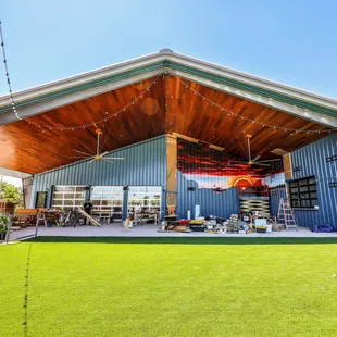 the back of the building with a covered patio