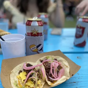 Brisket breakfast tacos