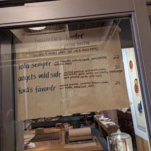 Pizza menu, 9/10/22