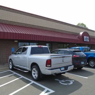 Outside of the building, view looking northwest.