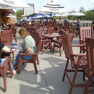 The outdoor patio, it faces Coon Rapids Boulevard.