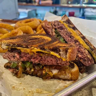 Patty Melt - $8.95 on Mondays (added jalapeños) w/ Onion Rings ($1.95 up charge)