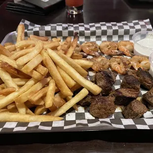 Combo with steak bites and shrimp