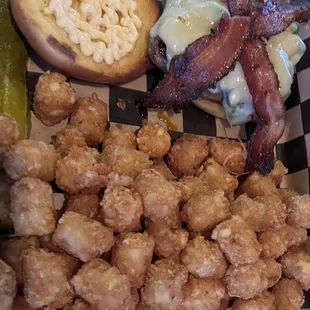 Inferno Burger with upgrade of Tator Tots