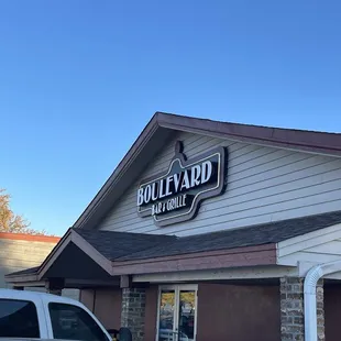 Outside the building