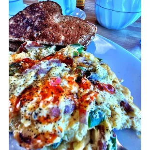 Pretty Cajun Scrambler w/Fruits &amp; Coffee 23.04 $  @ Boulevard Bistro 2753 N Western Ave, Chicago, IL .Cool!