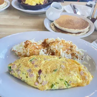 Denver omelette with hash browns.