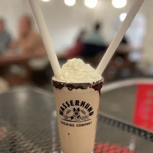 Chocolate sea salt caramel boozy milkshake