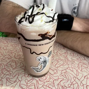 Custom milkshake (chocolate strawberry malt)