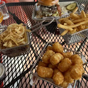 Fries, tots and onion strings