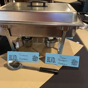 a stainless steel buffet