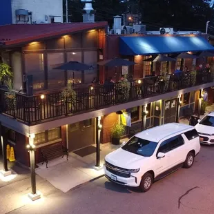 Aerial shot of our Overhanging Sidewalk Deck.