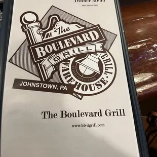 Front of menu.