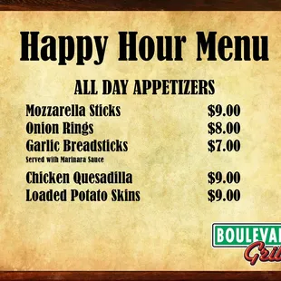Happy Hour Menu