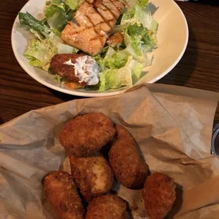 7 Jalapeno Poppers &amp; Caesar Salad with Grilled Salmon